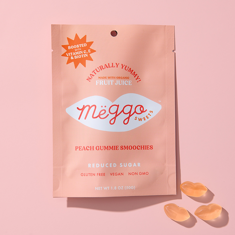 Meggo Sweets Peach Gummie Smoochies Packaging